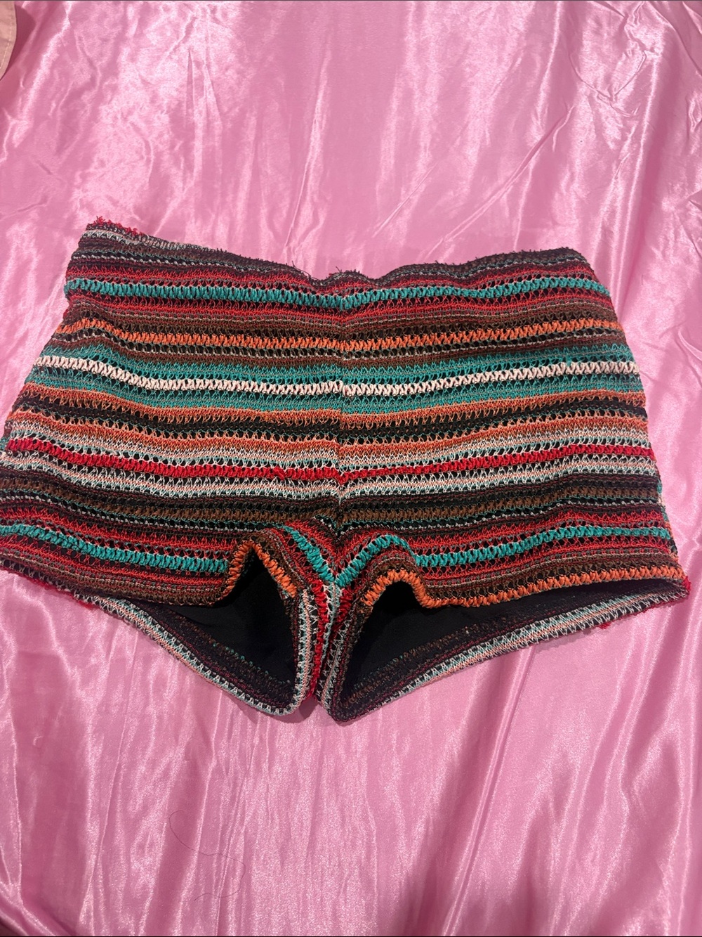 SHEIN Multicolor Striped Crochet Bike Shorts